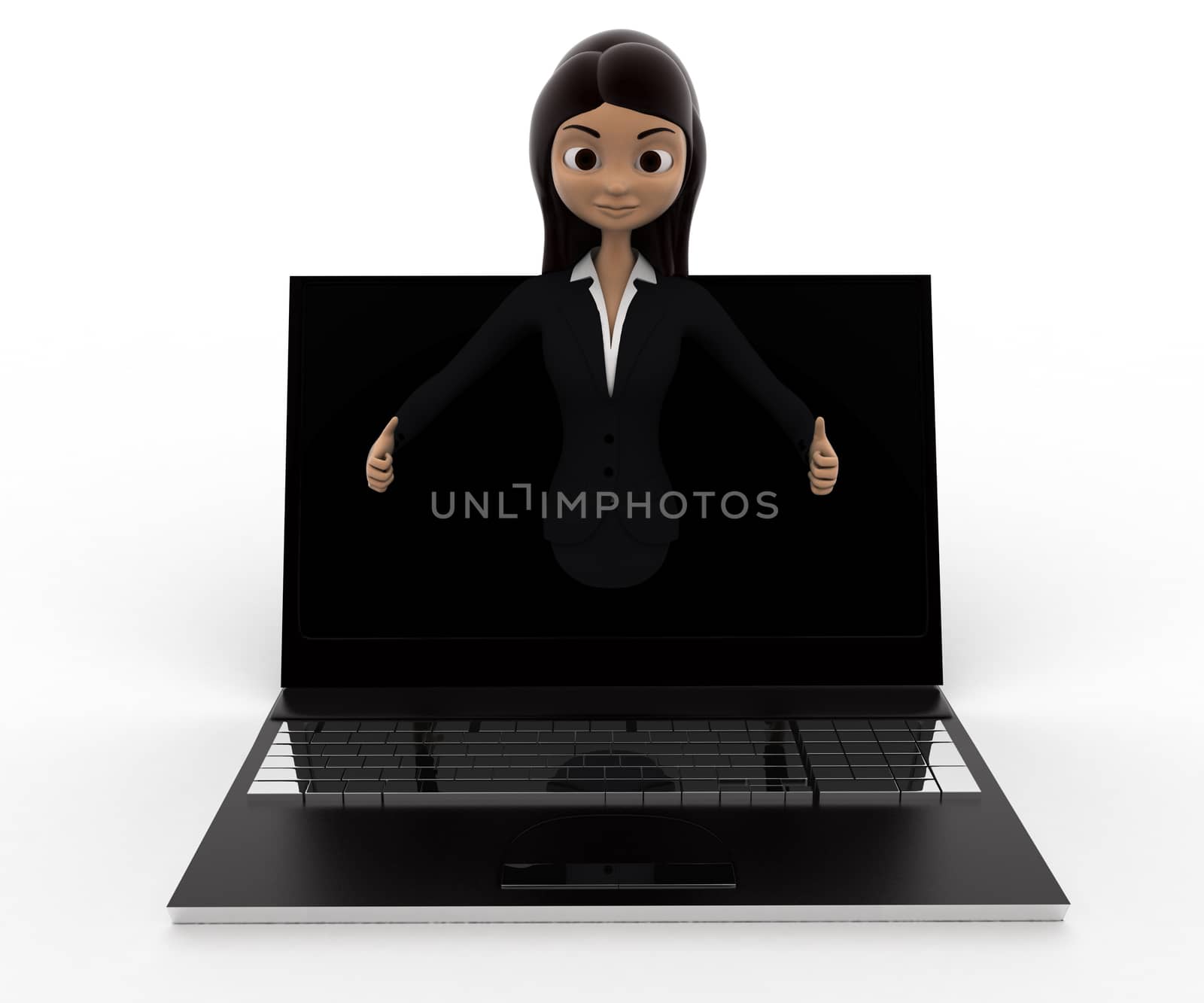 3d woman popping out of laptop concept by touchmenithin@gmail.com
