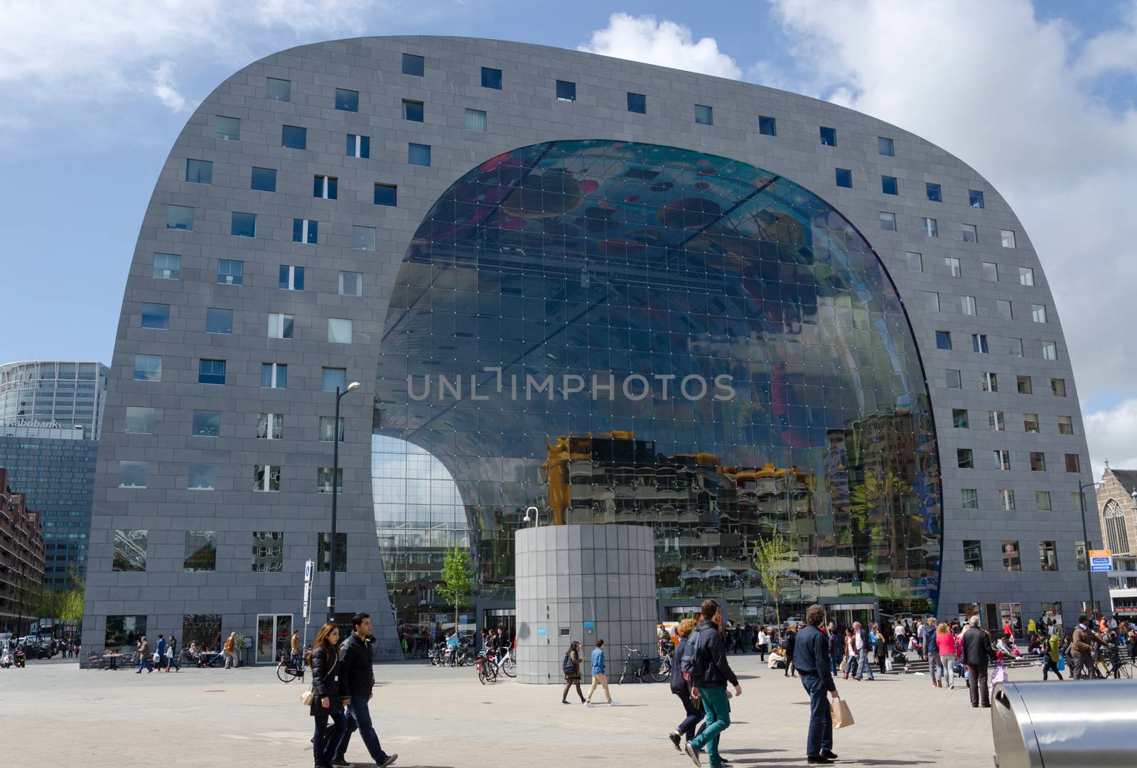 Rotterdam, Netherlands - May 9, 2015: People visit Markthal in Rotterdam by siraanamwong