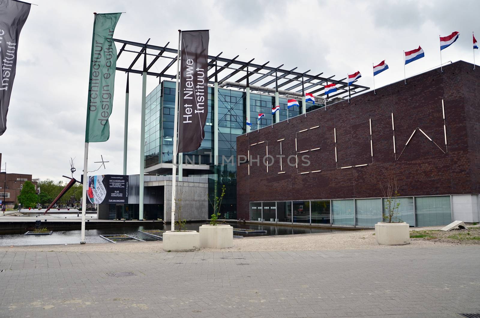 Rotterdam, Netherlands - May 9, 2015: People visit Het Nieuwe Institut museum in Rotterdam by siraanamwong