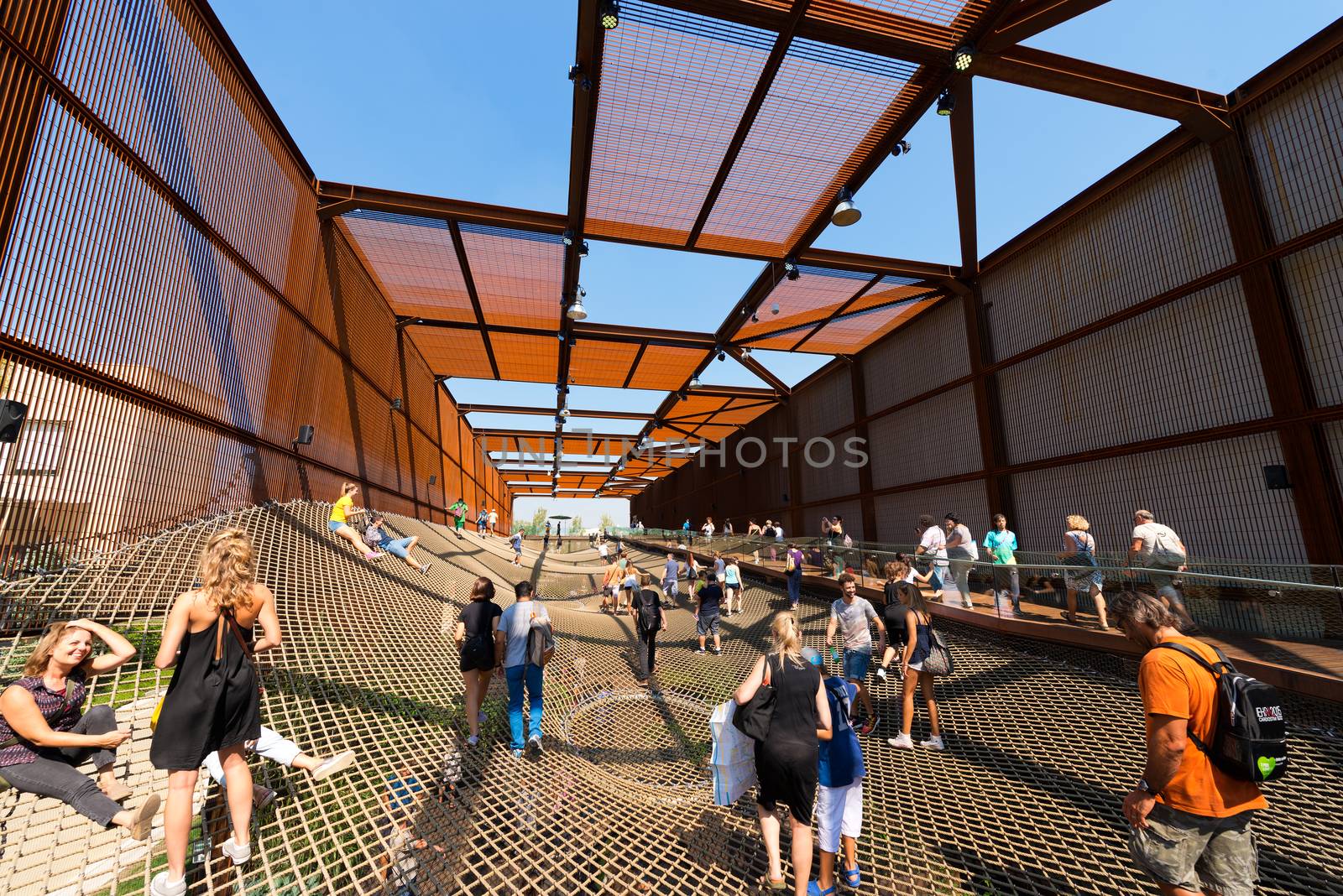 MILAN, ITALY - AUGUST 31, 2015: Brasil pavilion at Expo Milano 2015, universal exposition on the theme of food, in Milan, Lombardy, Italy, Europe