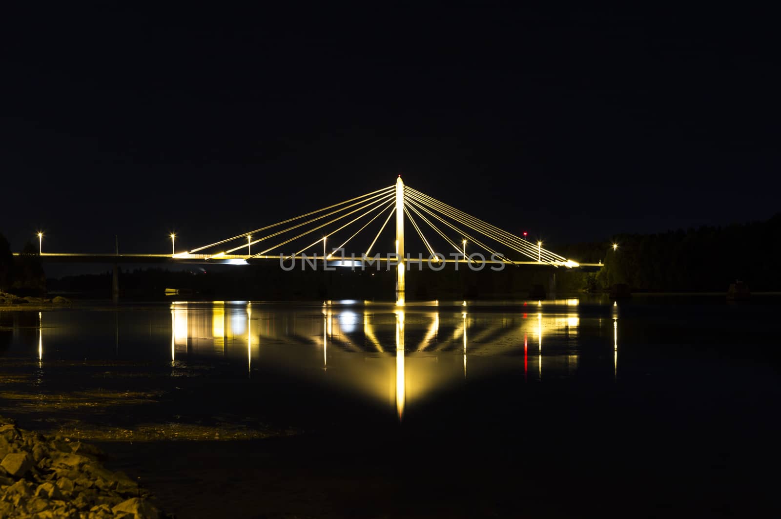 Cable Bridge in Umeå, Sweden. The "Kolbäcksbron".