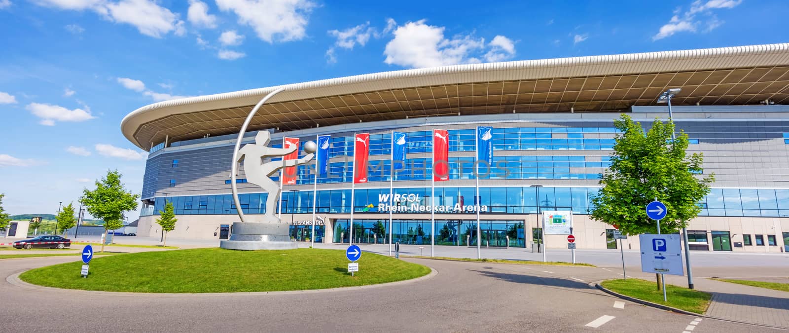 Sinsheim, Germany - May 4, 2014: Rhein-Neckar Arena - the stadium was site of the soccer world cup 2006 for group matches.