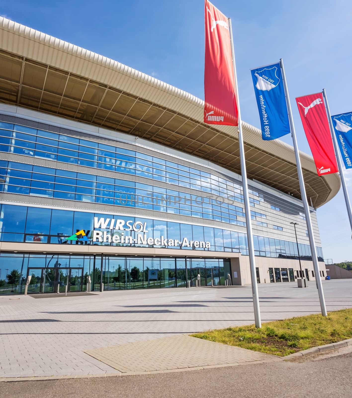 Sinsheim, Germany - May 4, 2014: Rhein-Neckar Arena - the stadium was site of the soccer world cup 2006 for group matches.