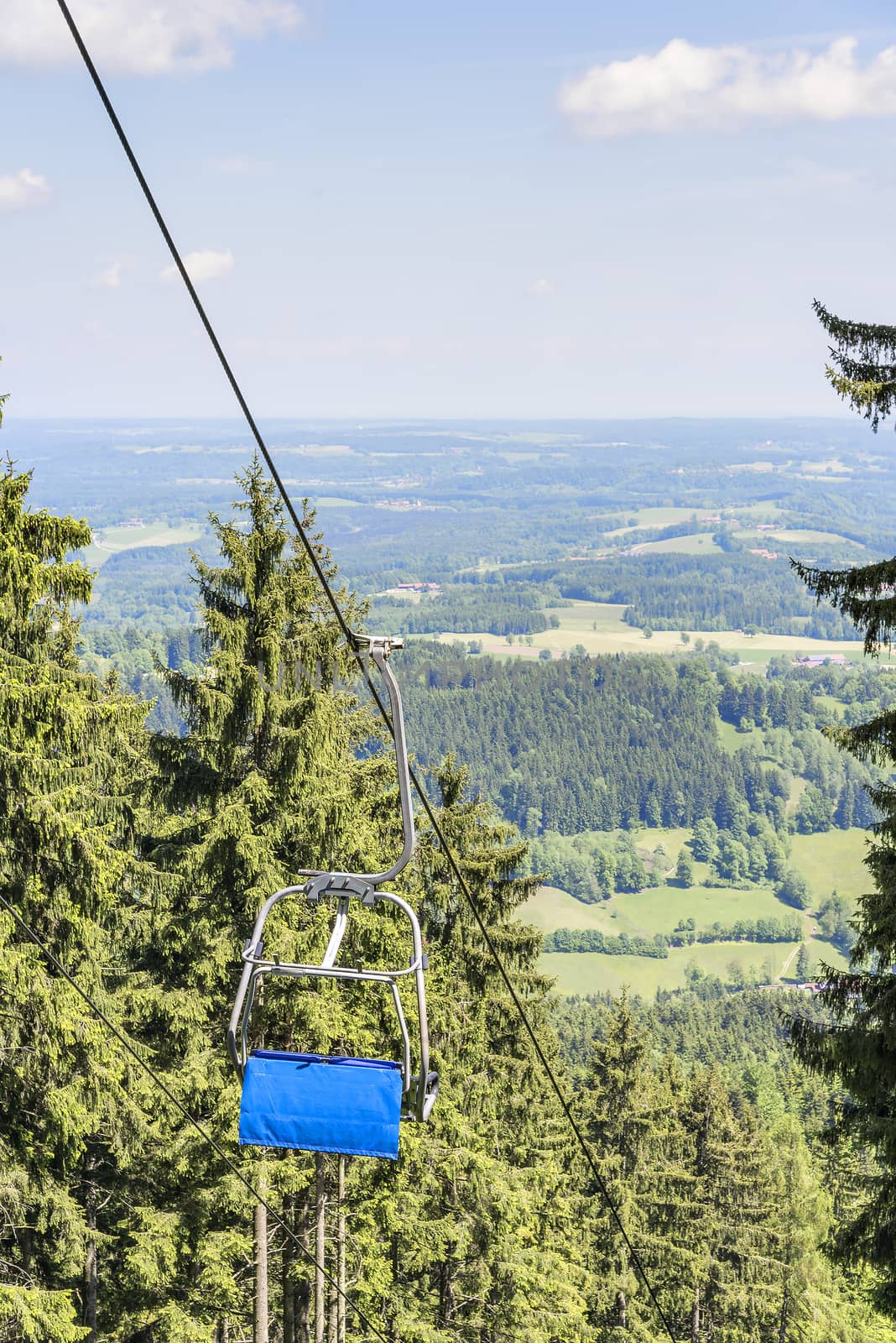 Image of a chairlift on mountain Blomberg in Bavaria Alps Germany in summer