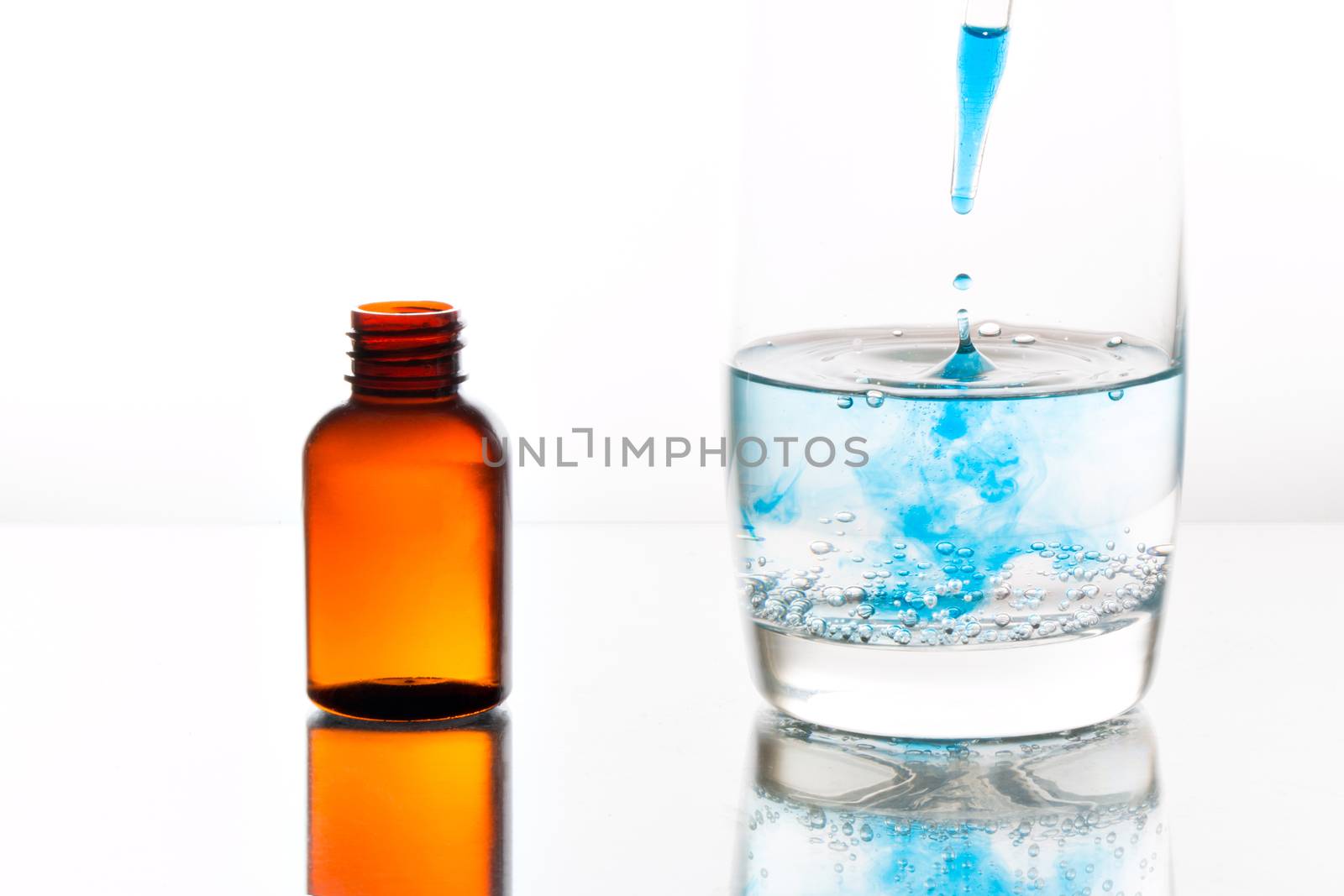 Medicine dropping with a pipette into a glass of water
