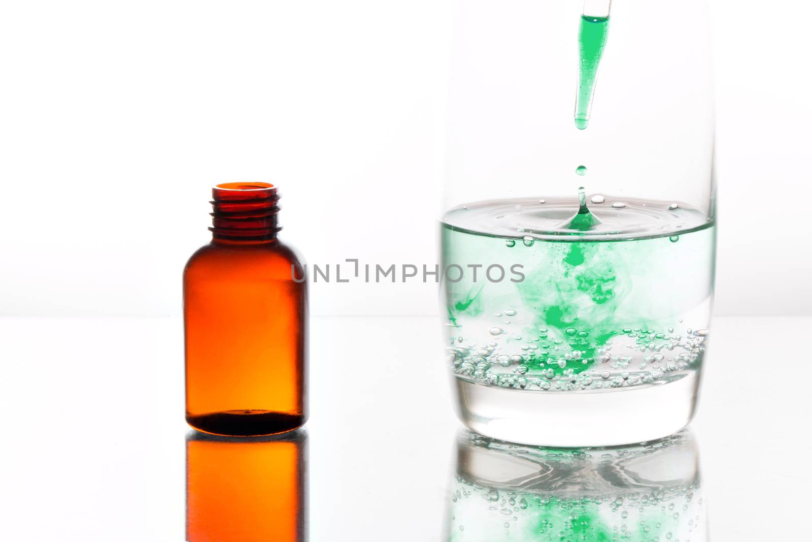 Medicine dropping with a pipette into a glass of water