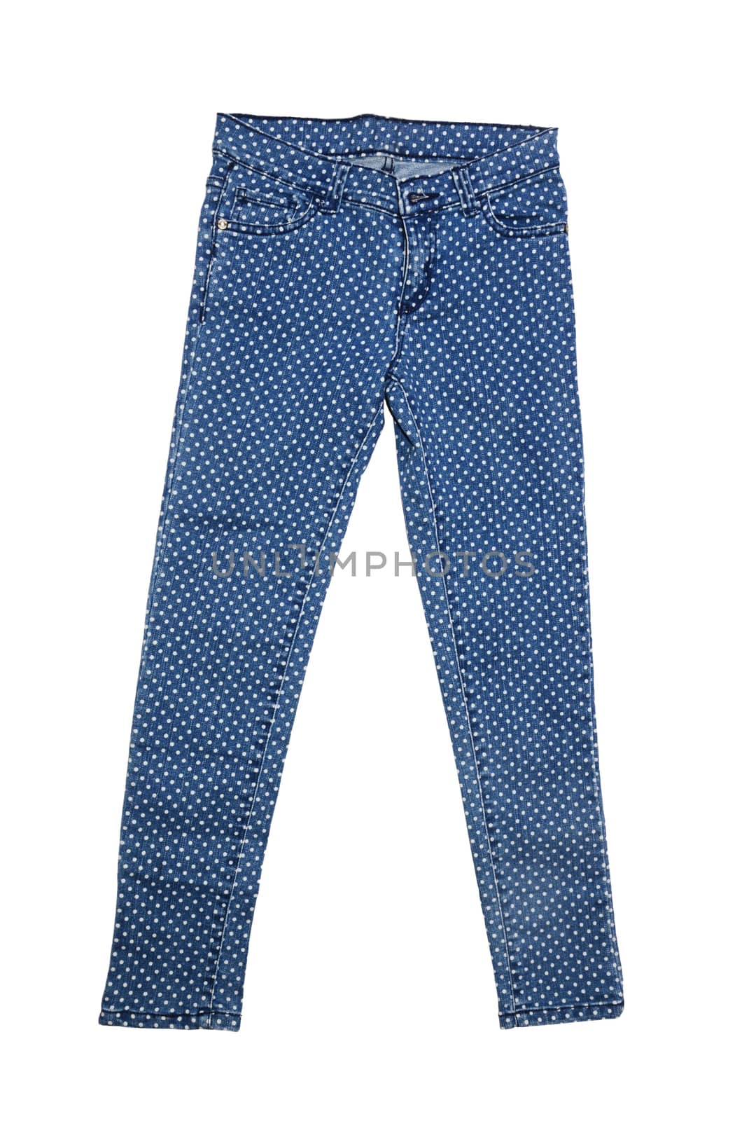 Blue female jeans isolated on white background