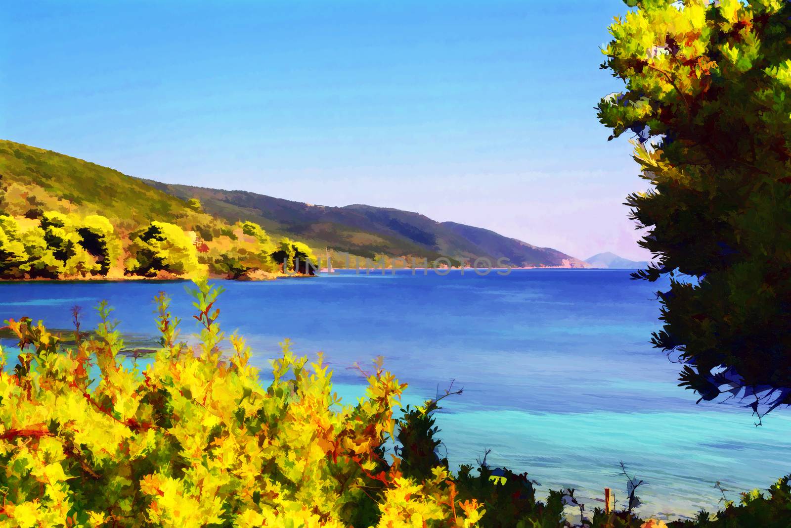 View of a bay in Alonissos - painting effect