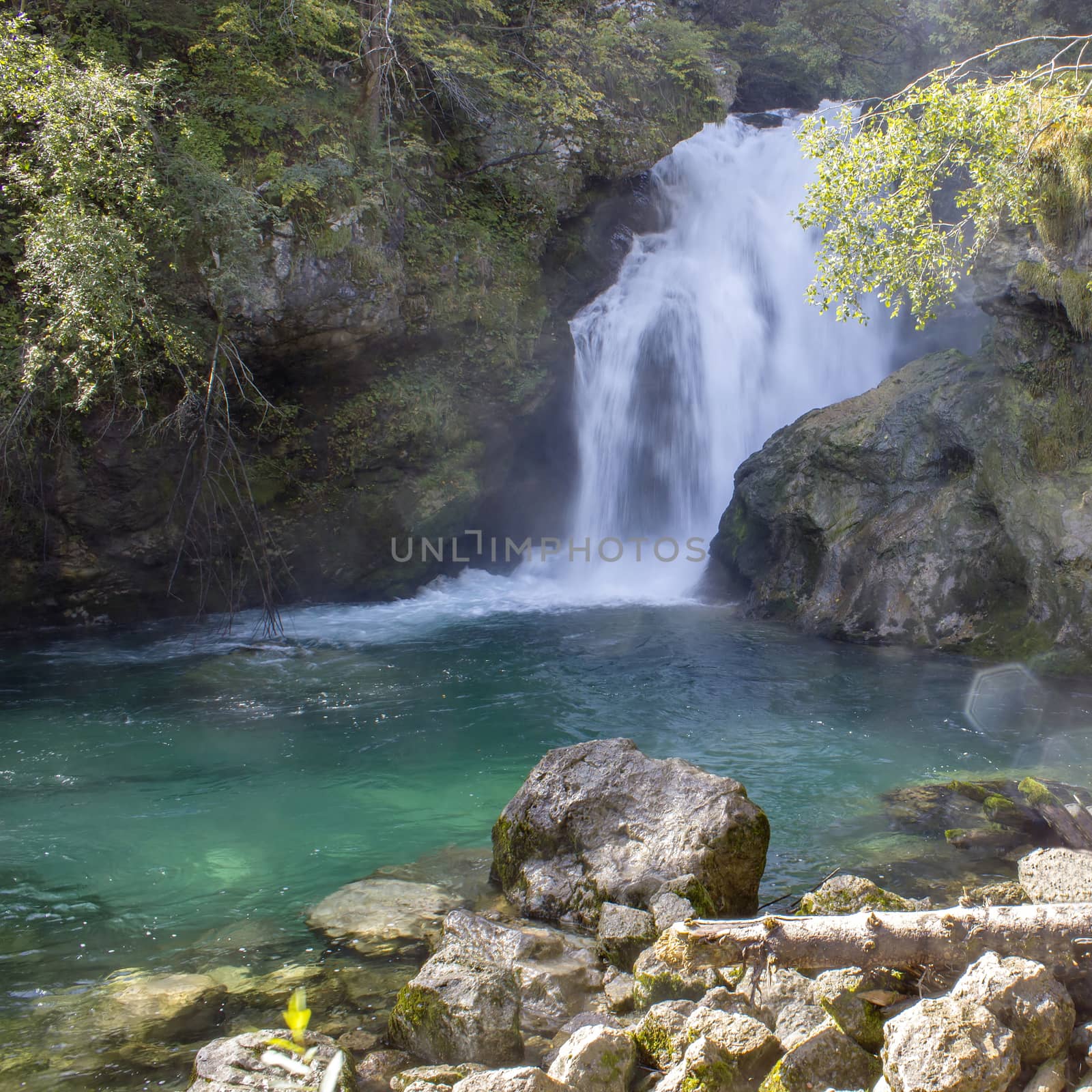 Sum waterfall in the Vintgar Canyon in Slovenia ,Europe by miradrozdowski