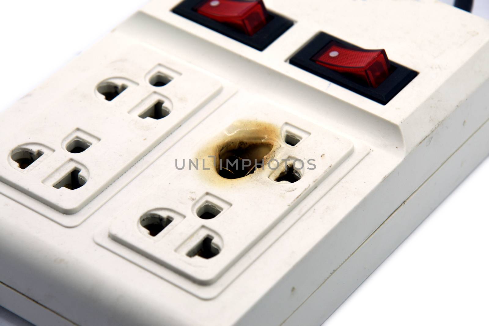 Meltdown and burn power bar plug for safety concept