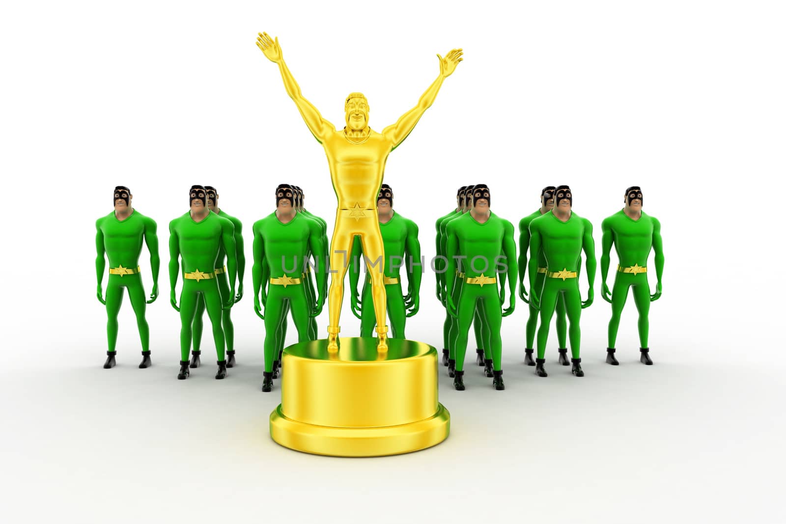 3d superhero with golden award concept by touchmenithin@gmail.com