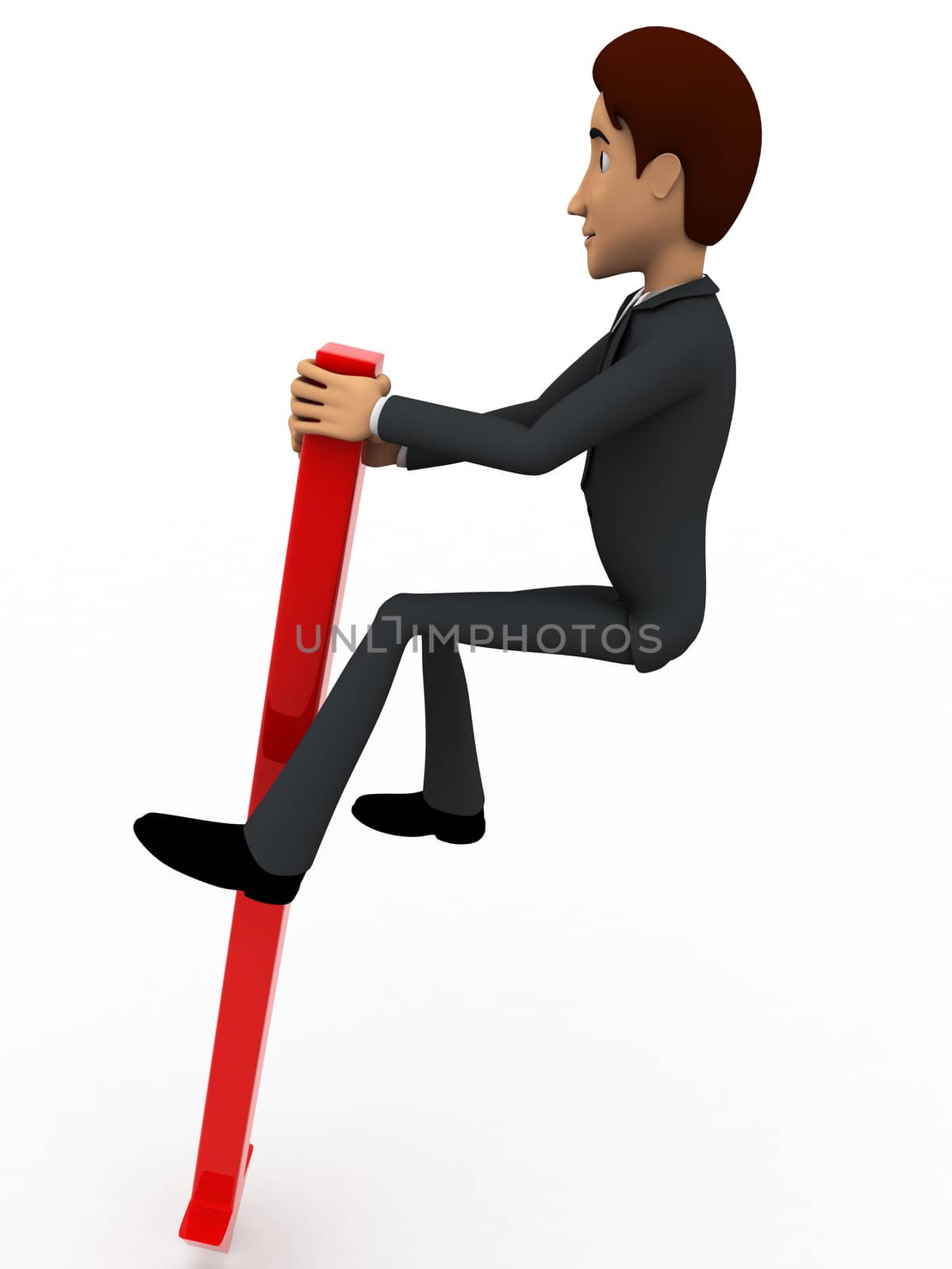 3d man standing on long red arrow concept by touchmenithin@gmail.com