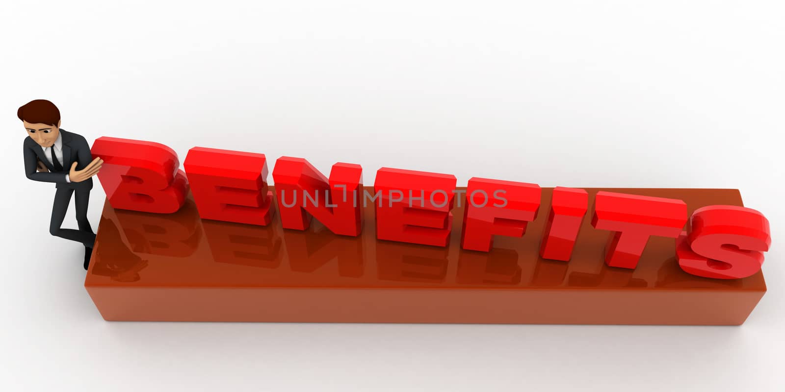 3d man with benifits text on cube concept by touchmenithin@gmail.com