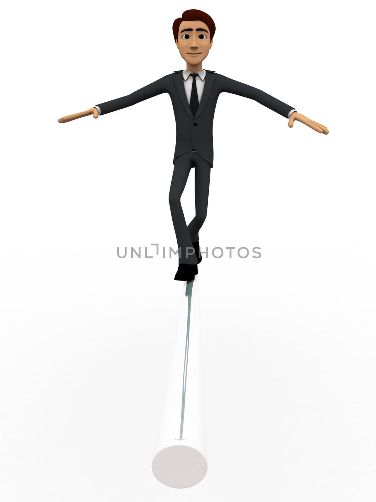 3d man walking on rope and making balance concept by touchmenithin@gmail.com