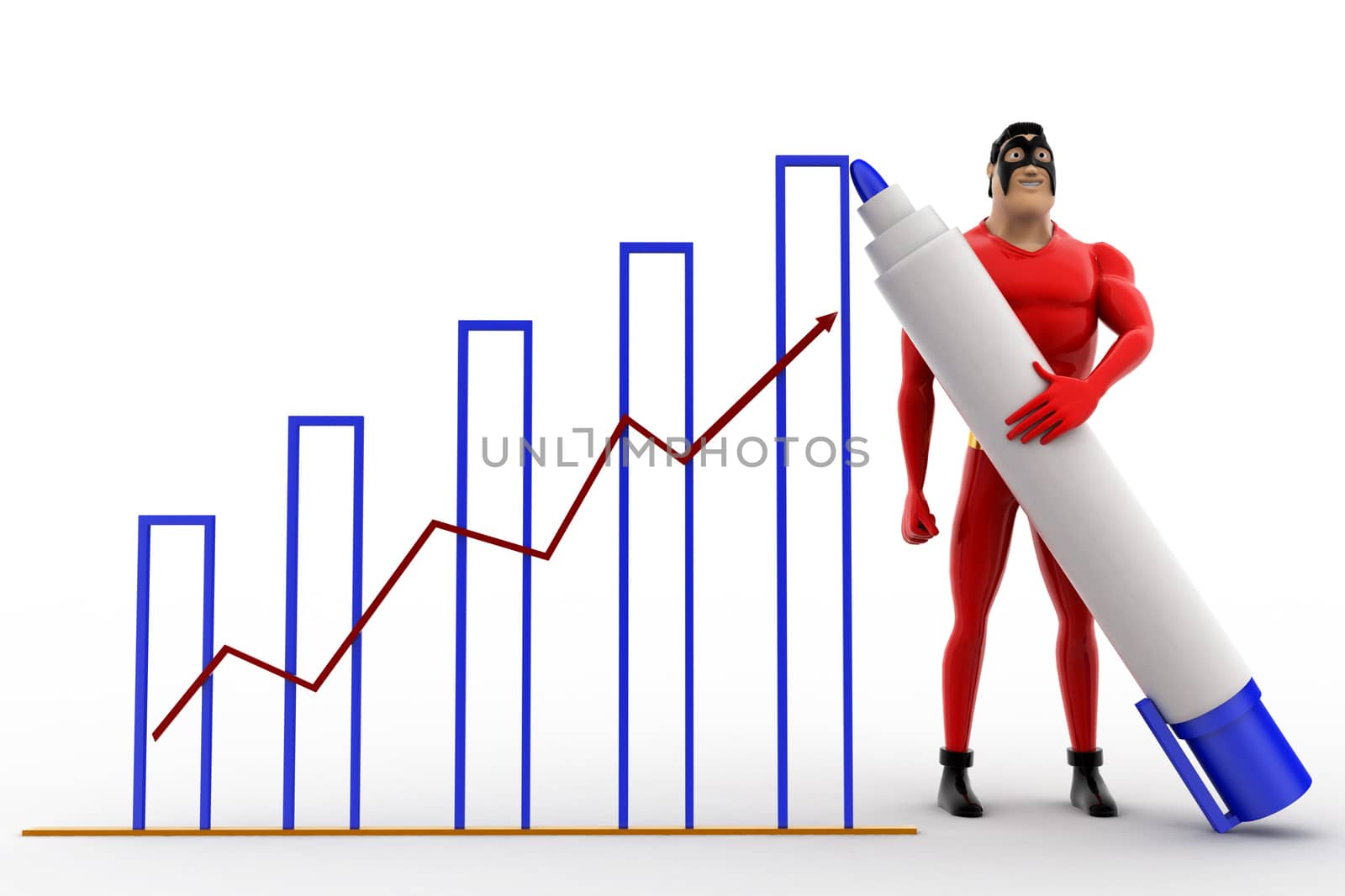 3d superhero draw growth graph concept by touchmenithin@gmail.com