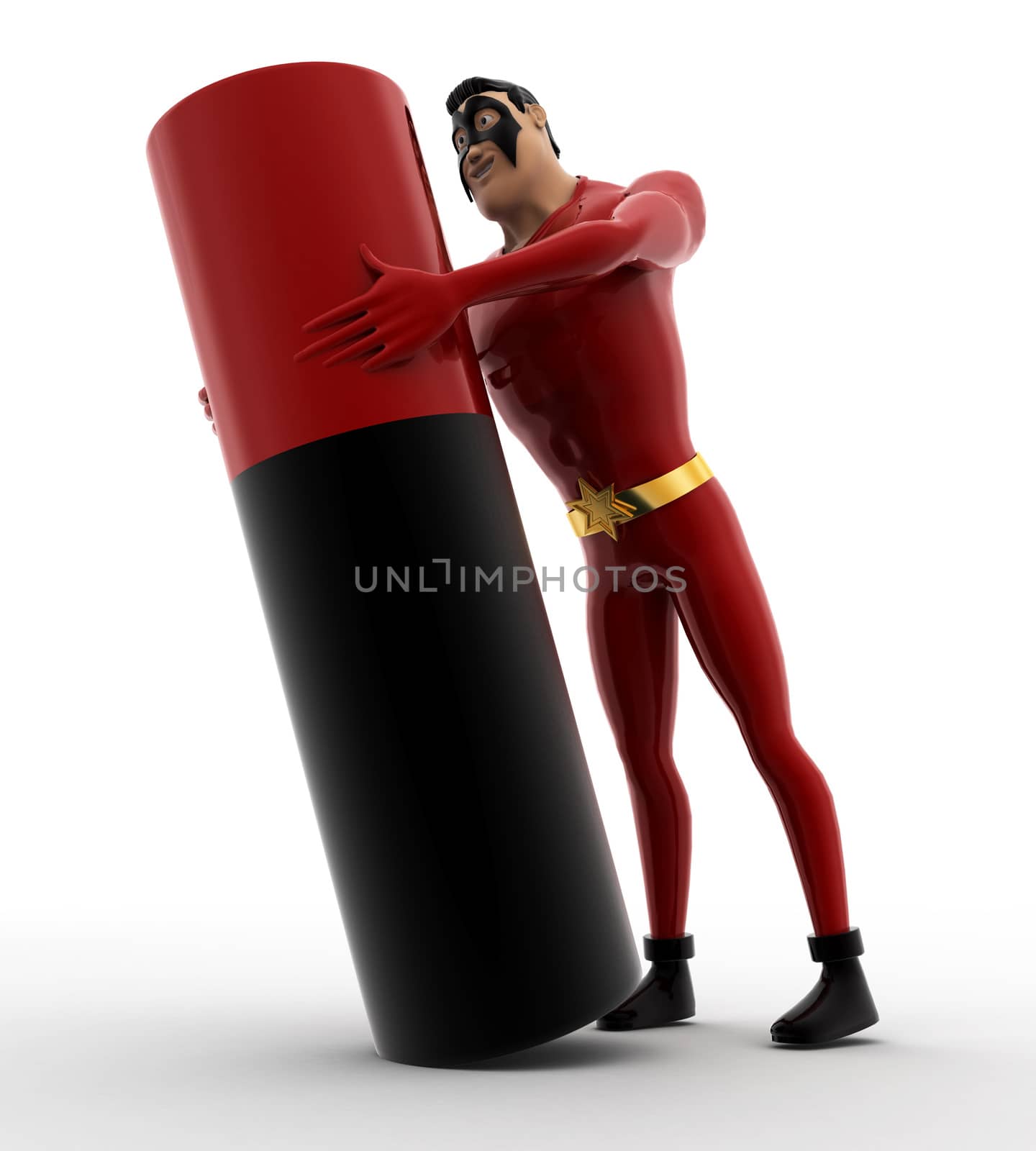 3d superhero with battery cell concept by touchmenithin@gmail.com