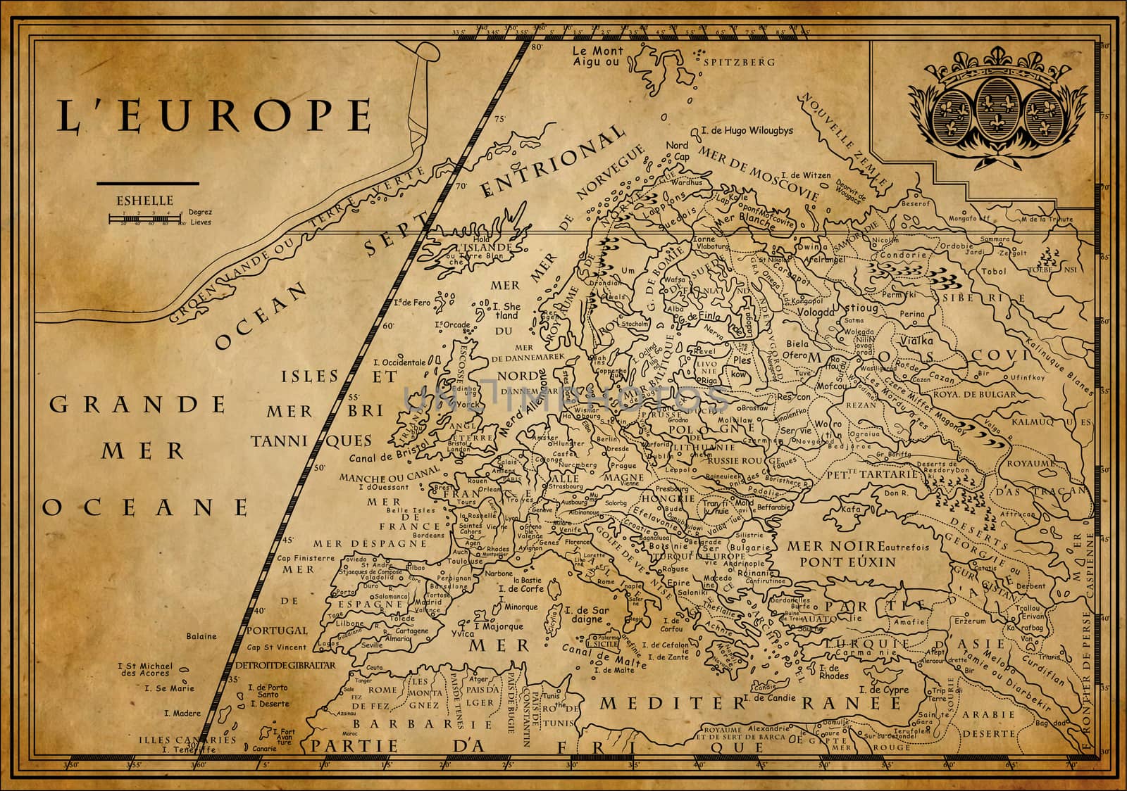 Old European map on old paper by sateda