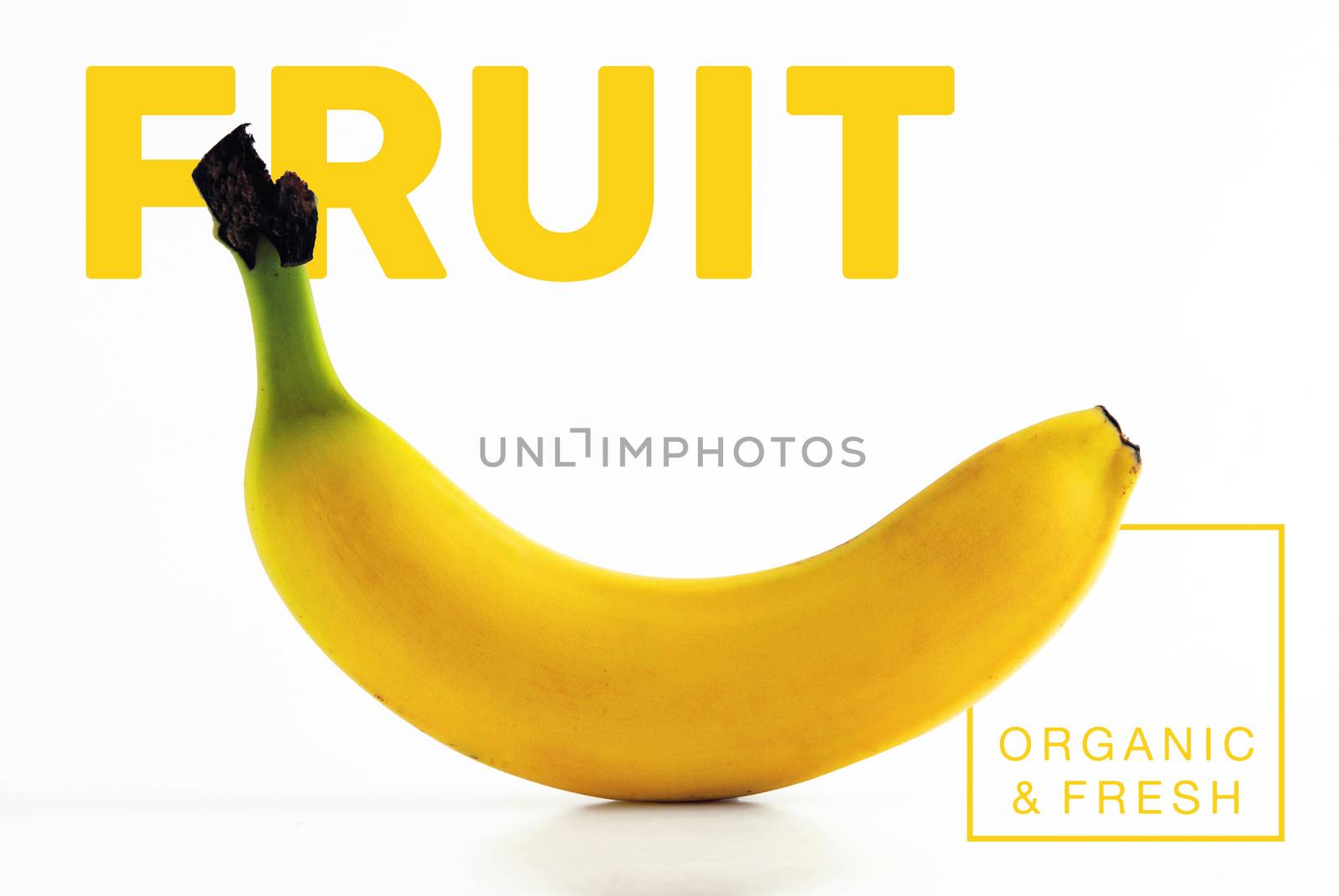 Fresh and organic banana fruit isolated background ideal for healthy food concept poster or cover design.