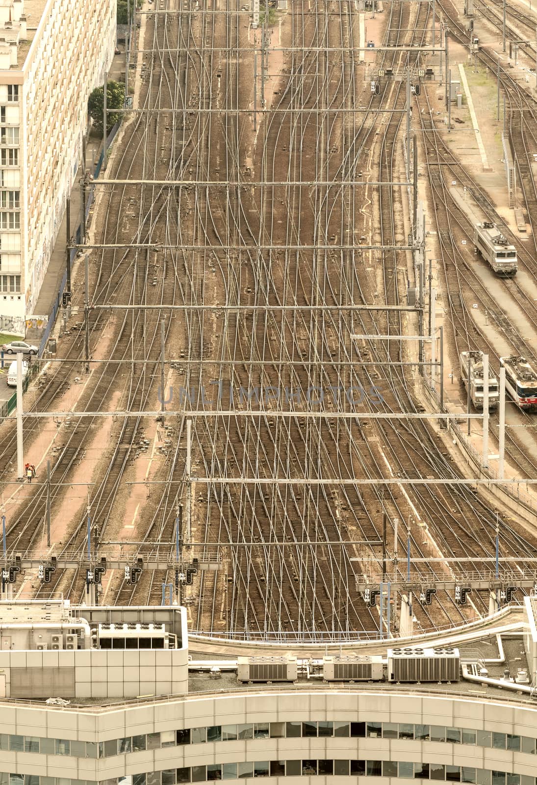 Paris train station, France. Aerial view by jovannig