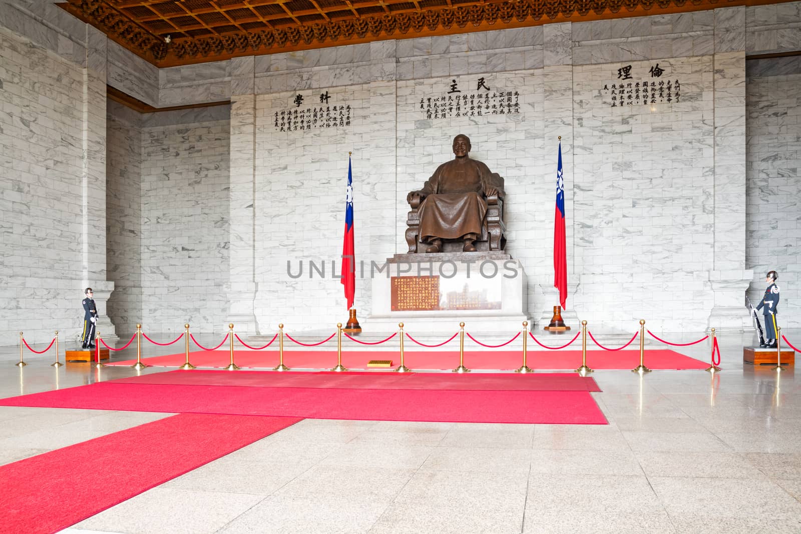 Taipei, Taiwan - May 8, 2014:Visitors at the Chiang Kai-Shek Memorial Hall in Taipei. Chiang Kai-shek Memorial Hall is a popular travel destination among tourists visiting Taiwan. Chiang Kai-shek, former President of Taiwan. 