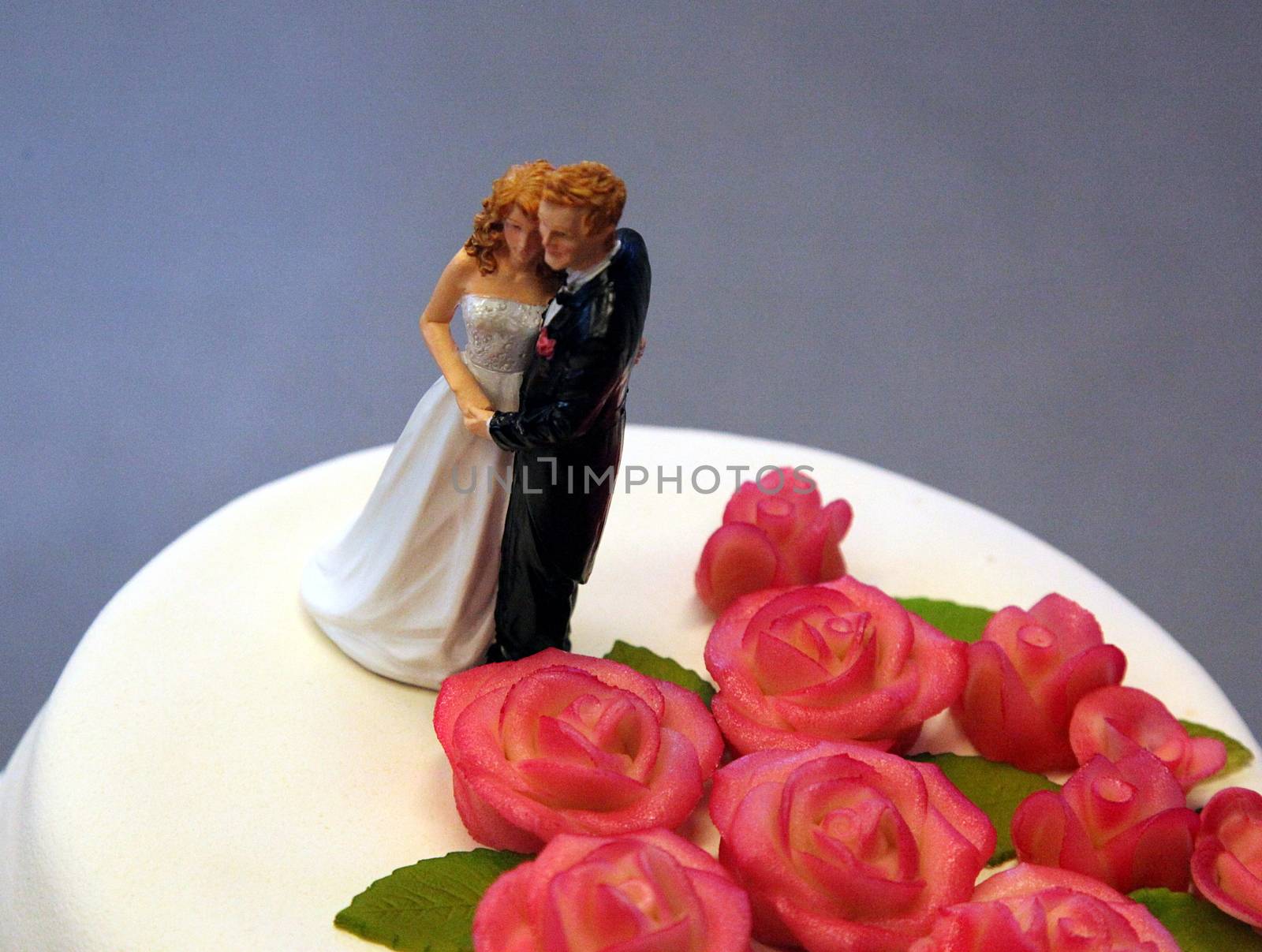 Couple miniature on wedding cake by sundaune