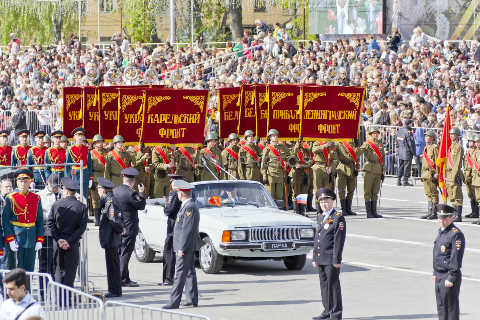 Samara, Russia - May 9: Russian ceremony of the opening military parade on annual Victory Day, May, 9, 2015 in Samara, Russia.
