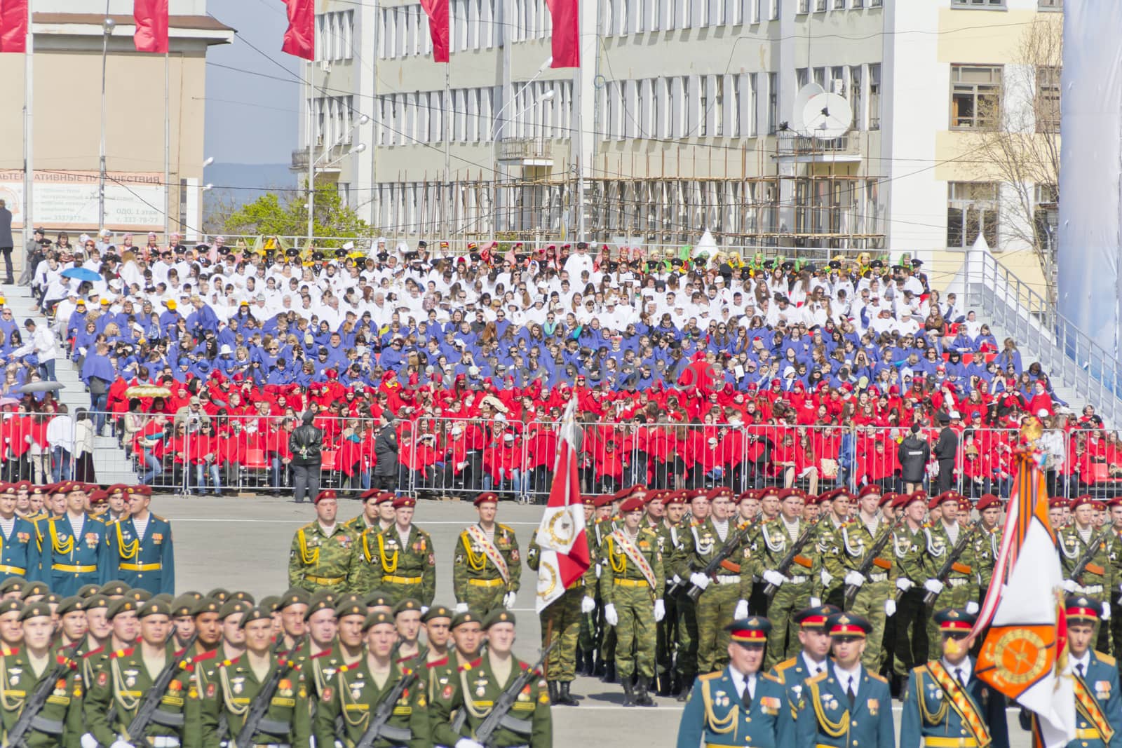 Samara, Russia - May 9: Russian ceremony of the opening military parade on annual Victory Day, May, 9, 2015 in Samara, Russia.
