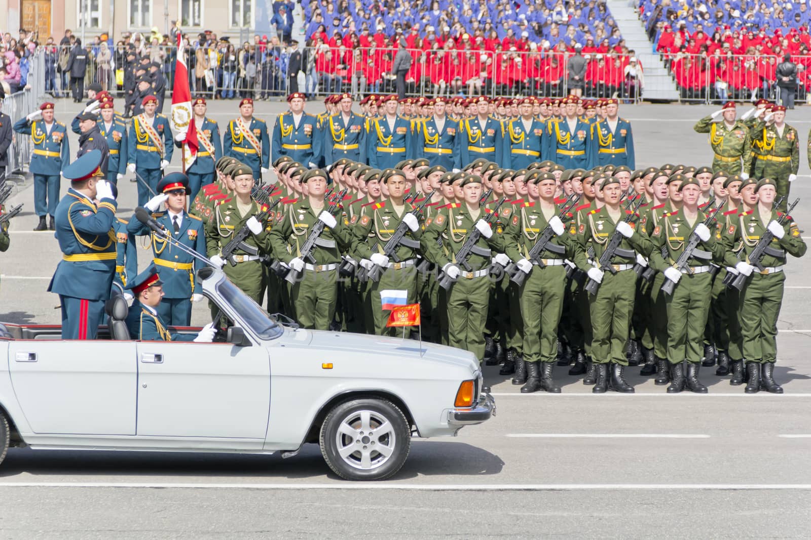 Samara, Russia - May 9: Russian ceremony of the opening military parade on annual Victory Day, May, 9, 2015 in Samara, Russia.
