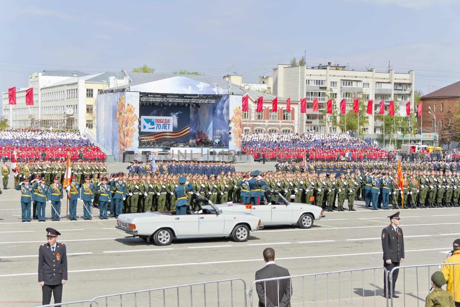 Samara, Russia - May 9: Russian ceremony of the opening military parade on annual Victory Day, May, 9, 2015 in Samara, Russia.
