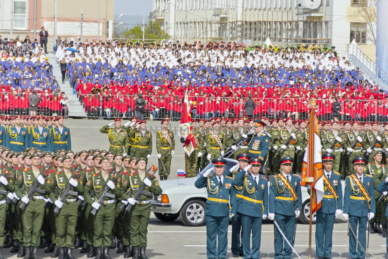 Samara, Russia - May 9: Russian ceremony of the opening military parade on annual Victory Day, May, 9, 2015 in Samara, Russia.
