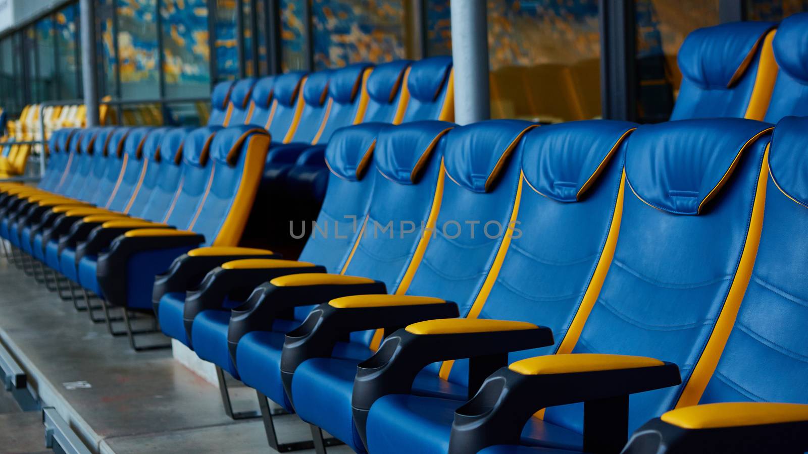 The blue empty chair on sport stadium