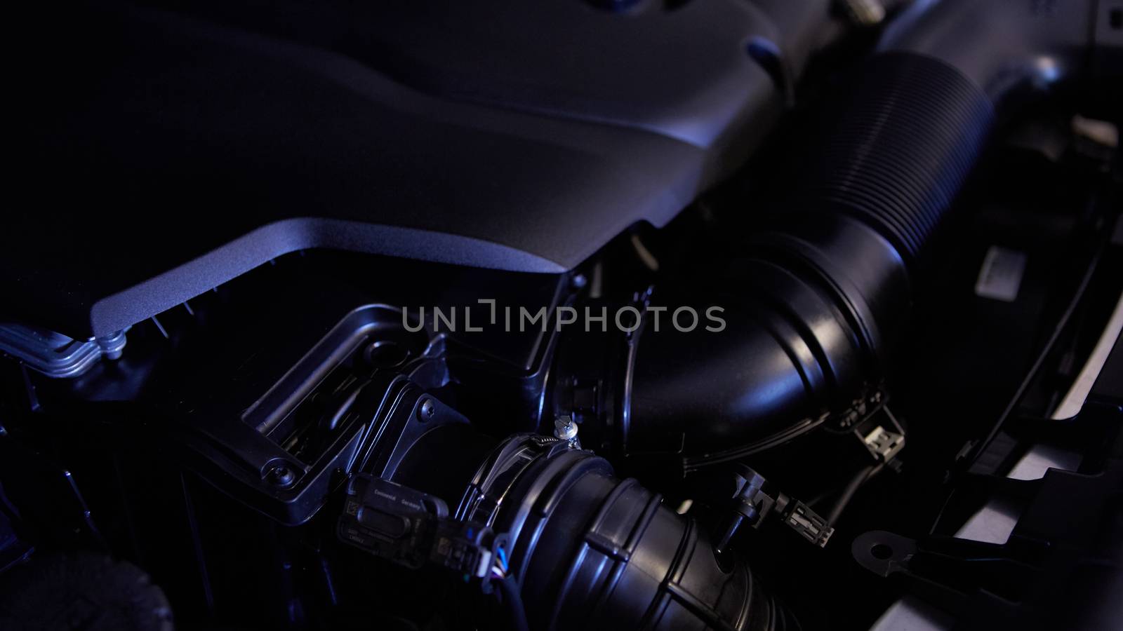 automobile engine close-up detail background. Shallow dof