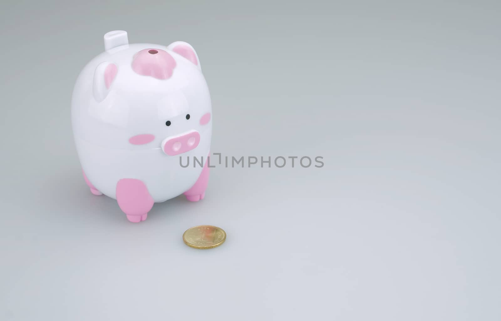 Piggy bank with one coin by ninun