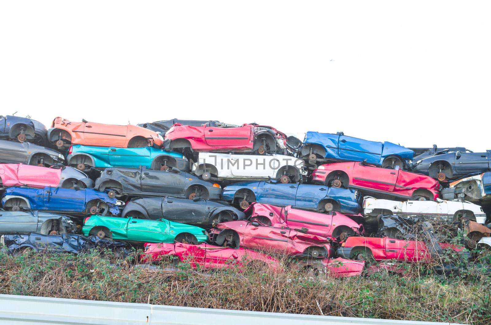 Scrap cars, scrap cars on a stack