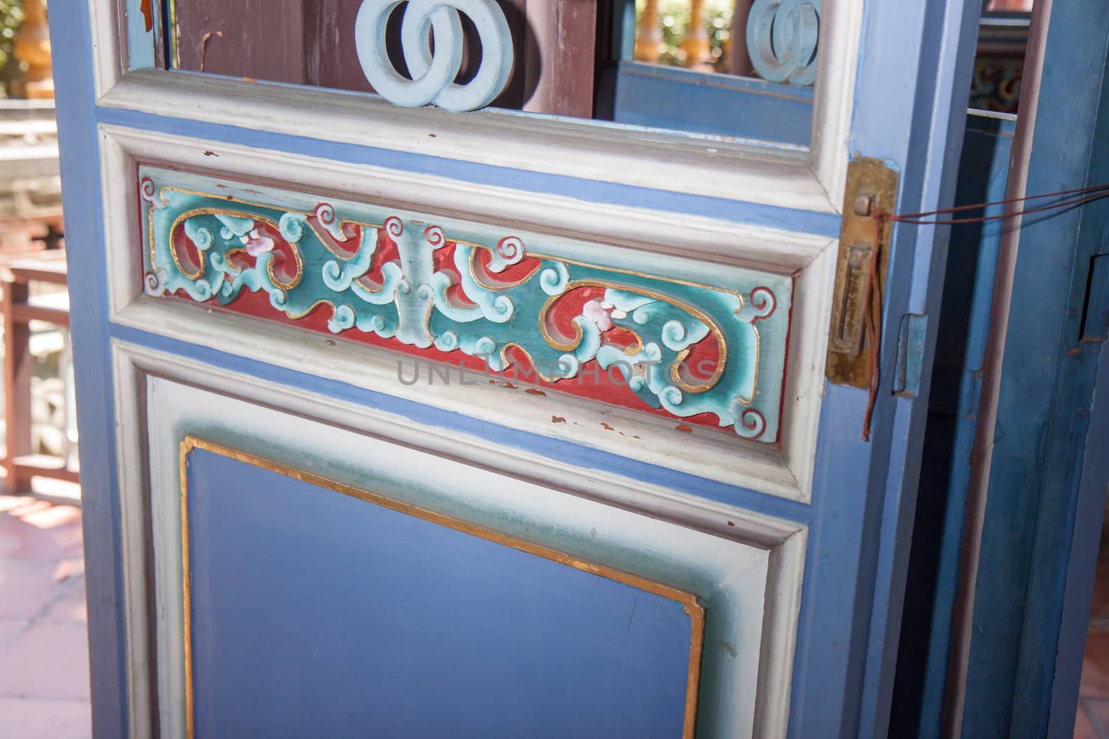 Decorated Chinese door at traditional home