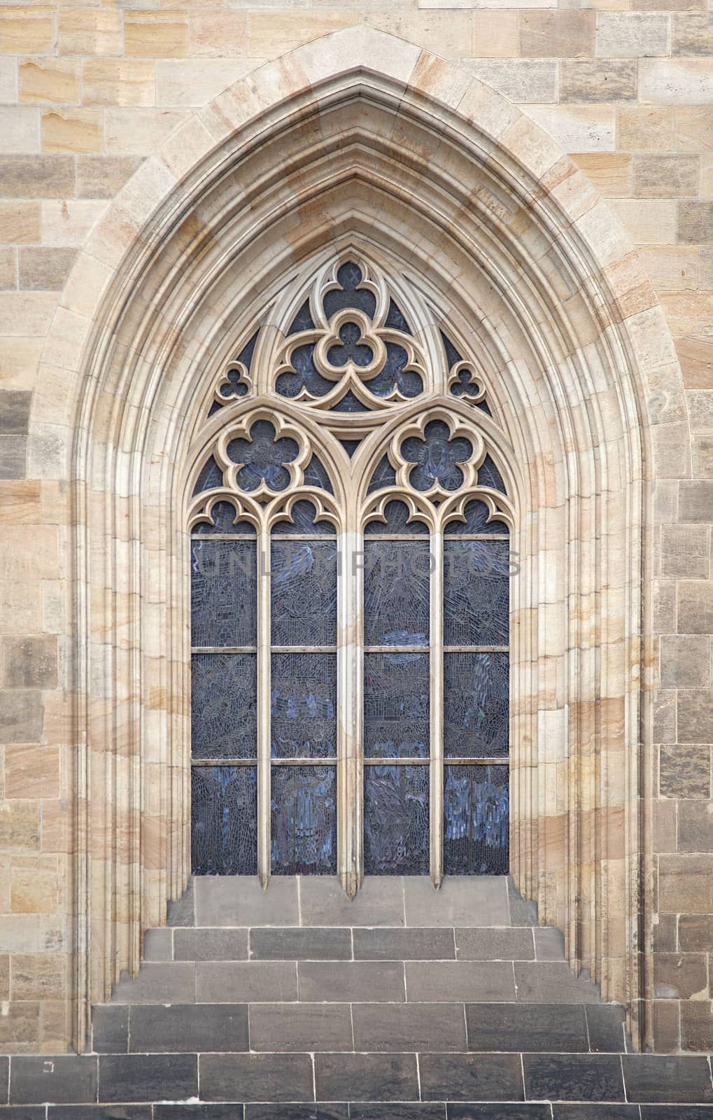 Ornamented window of a cathedral in gothic style