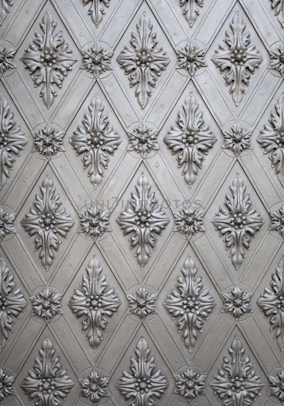 Close-up of an old medieval metal door