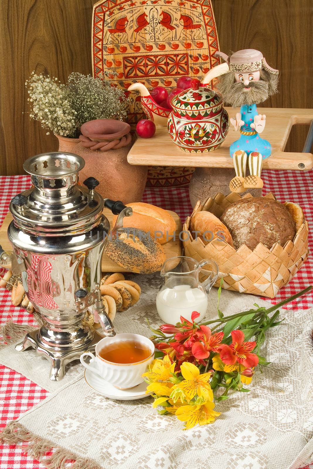 Different kinds of bread and pastry