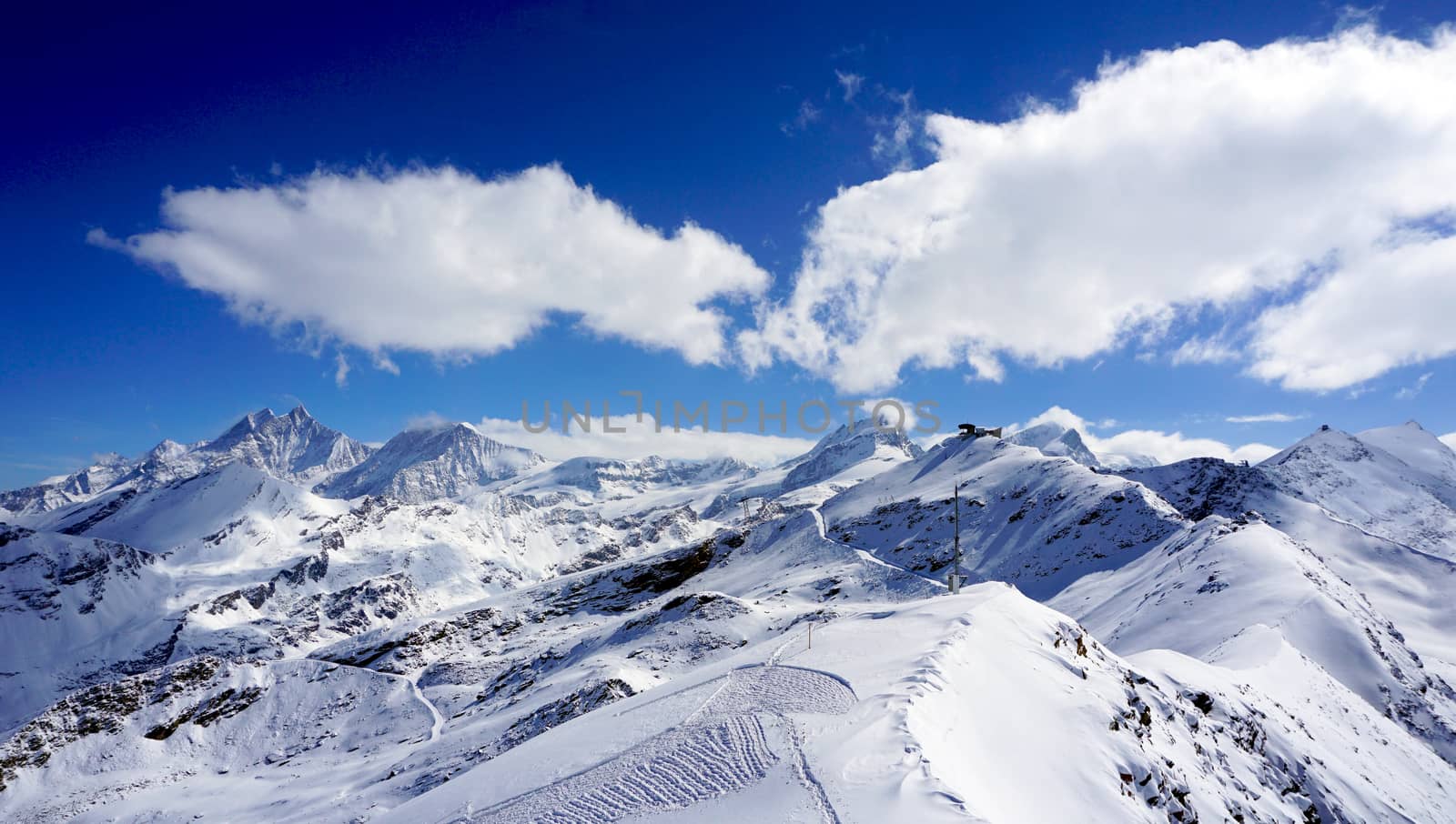  snow alps mountains and blue sky, zermatt, switzerland             