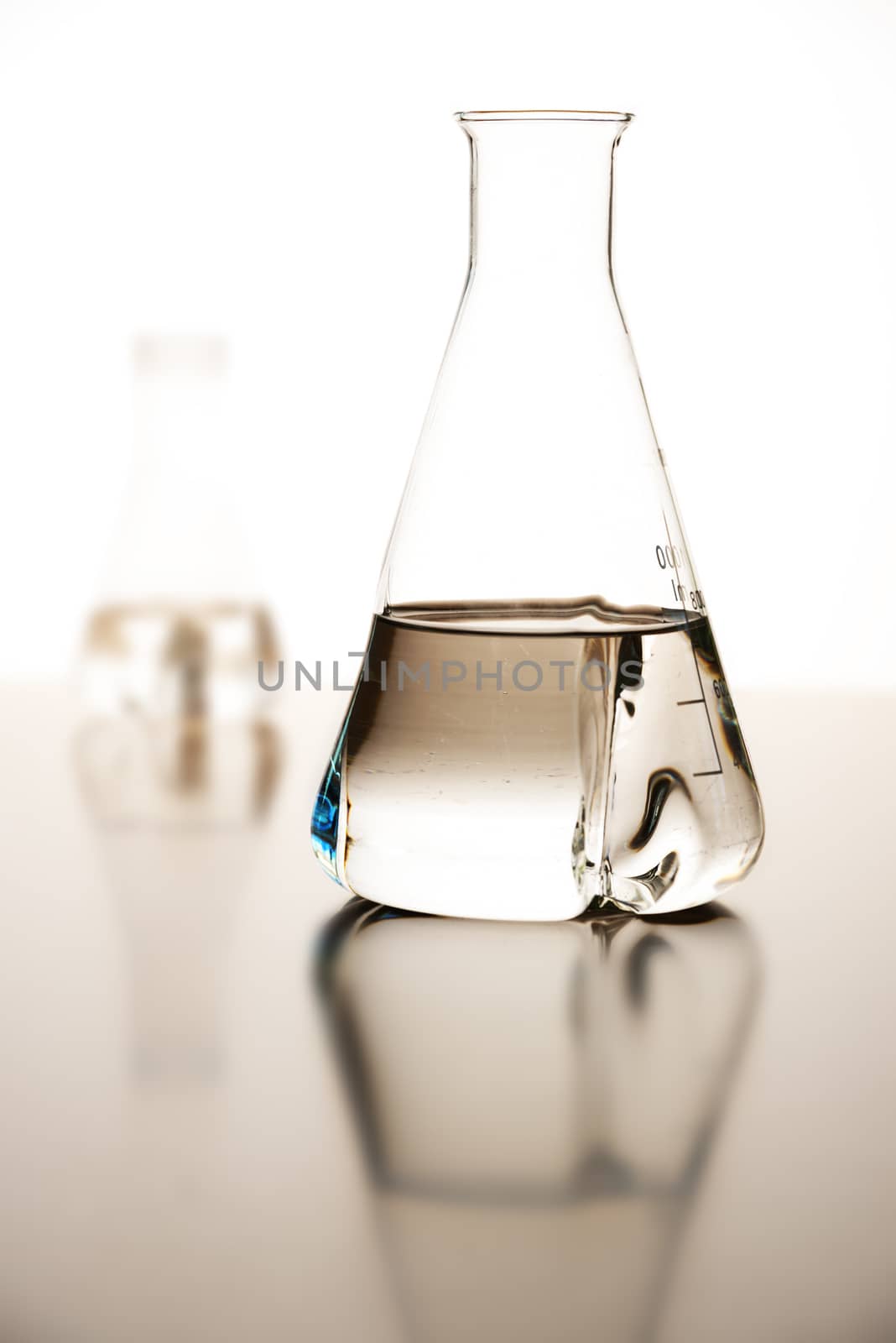 Measuring glasses on a table of a chemical laboratory
