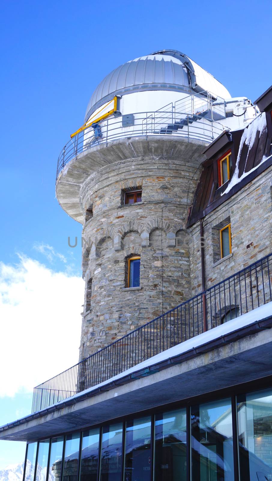 Scene of Building at Gornergrat station, Matterhorn, Zermatt, Switzerland Vertical