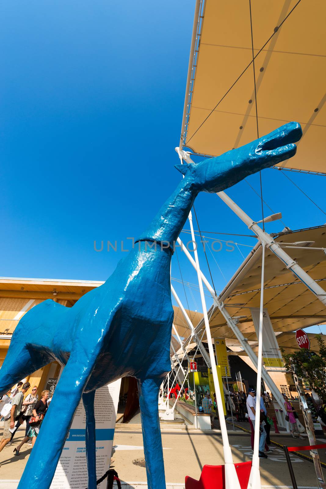 MILAN, ITALY - AUGUST 31, 2015: United Nations pavilion at Expo Milano 2015, universal exposition on the theme of food, in Milan, Lombardy, Italy, Europe