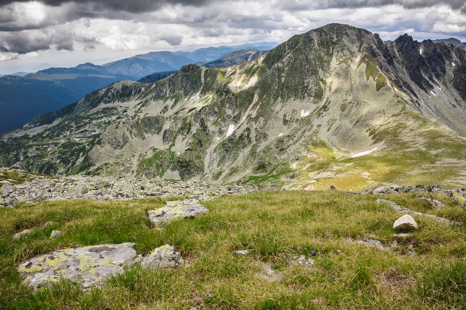 Landscape of Retezat National Park mountains at summer in South Carpatians, Transylvania, Romania, Europe.