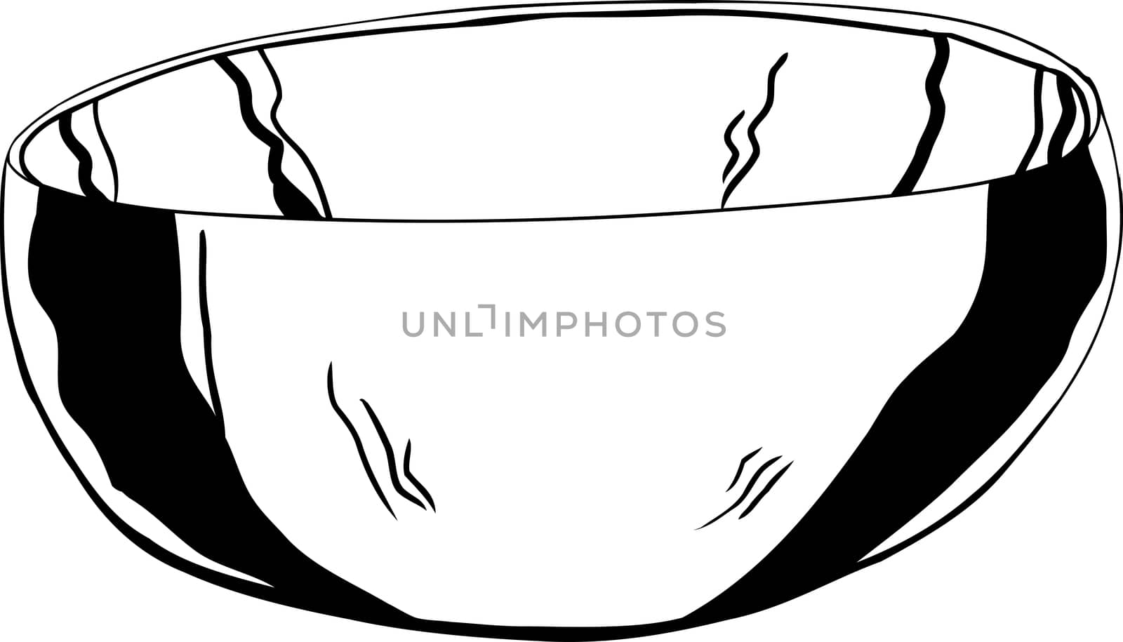 Single outline cartoon of stainless steel bowl