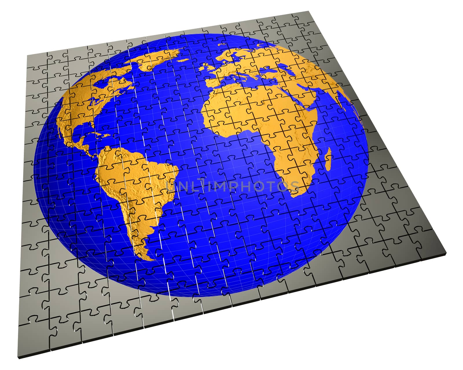 Global strategy and solution business concept, jigsaw puzzle