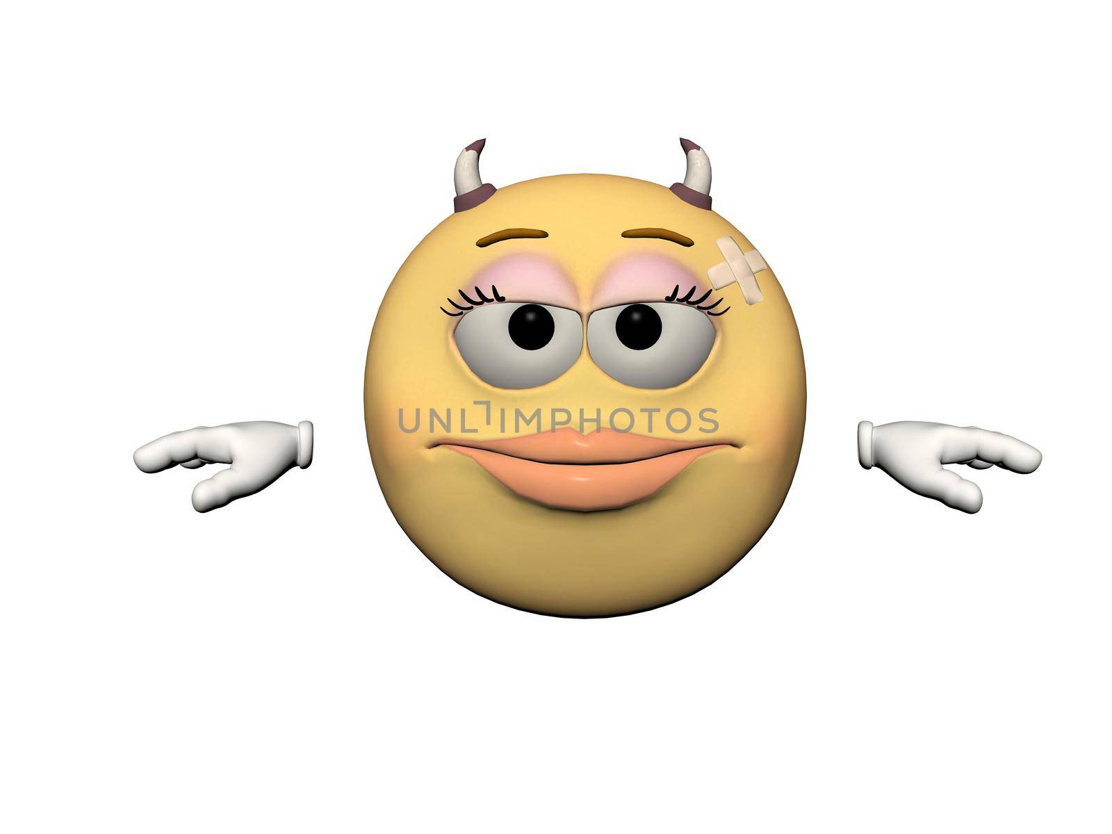 emoticon girl yellow and horn