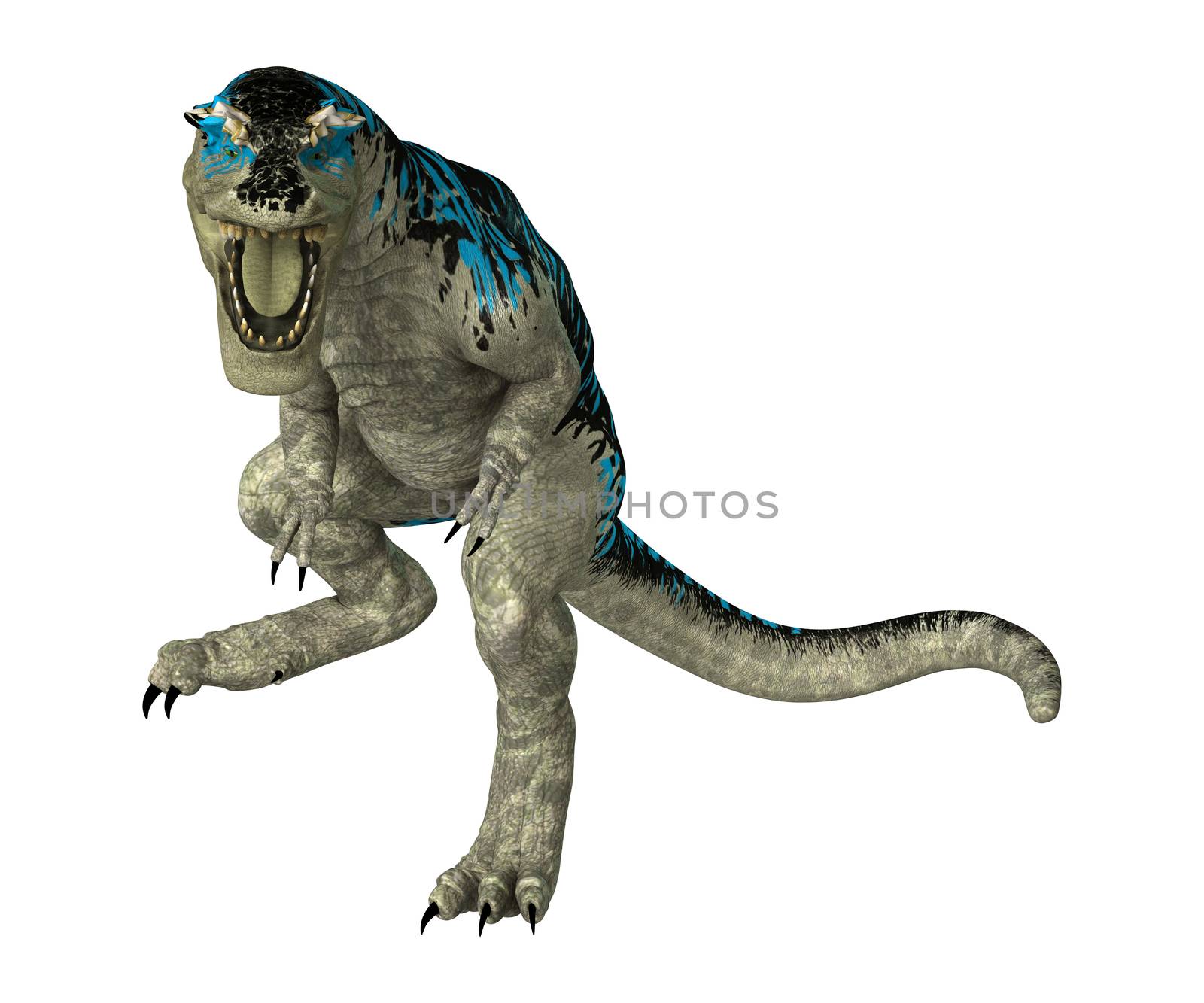 3D digital render of a dinosaur Tyrannosaurus Rex  isolated on white background