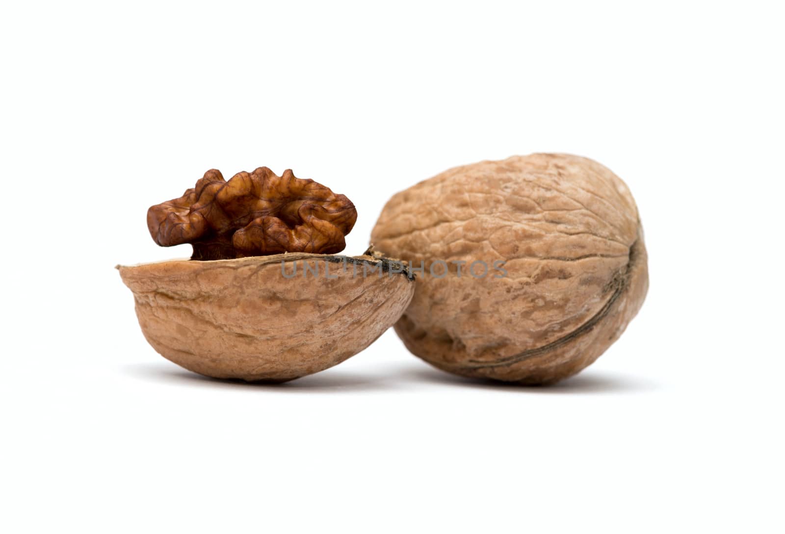 walnuts close up isolated on white background