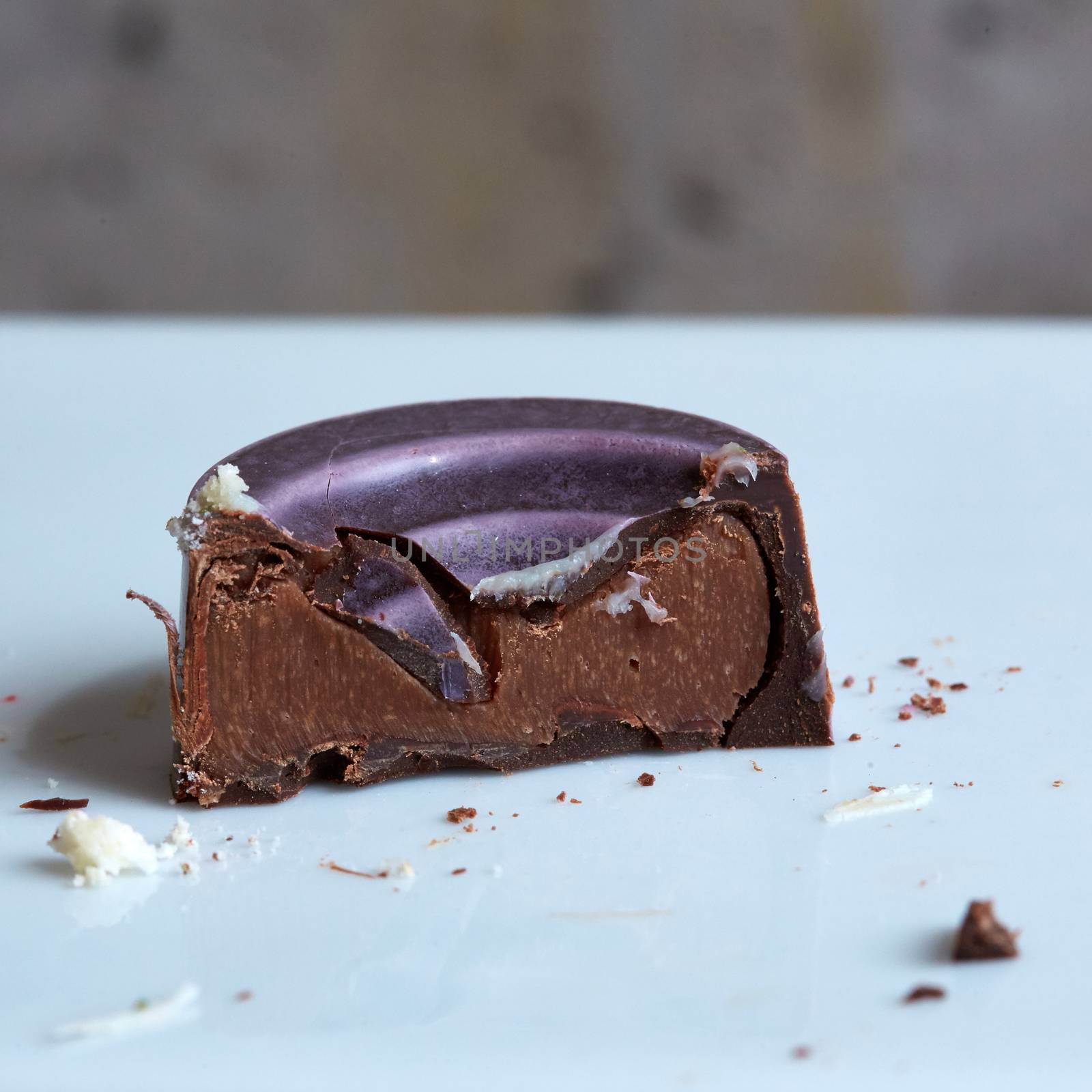 The handmade chocolate sweet. Shallow dof. Closeup