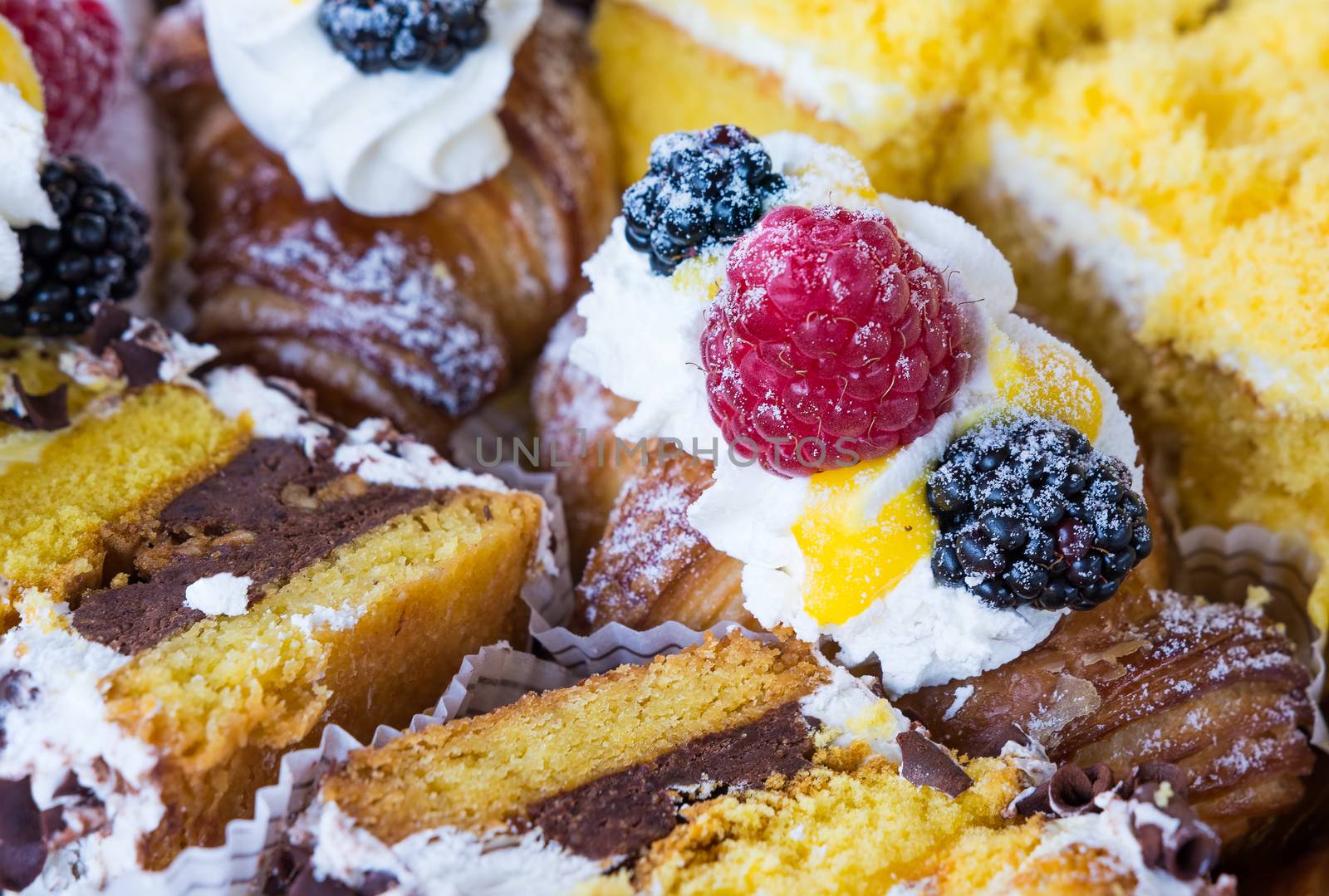 Raspberry and blackberry pastries macro by Robertobinetti70